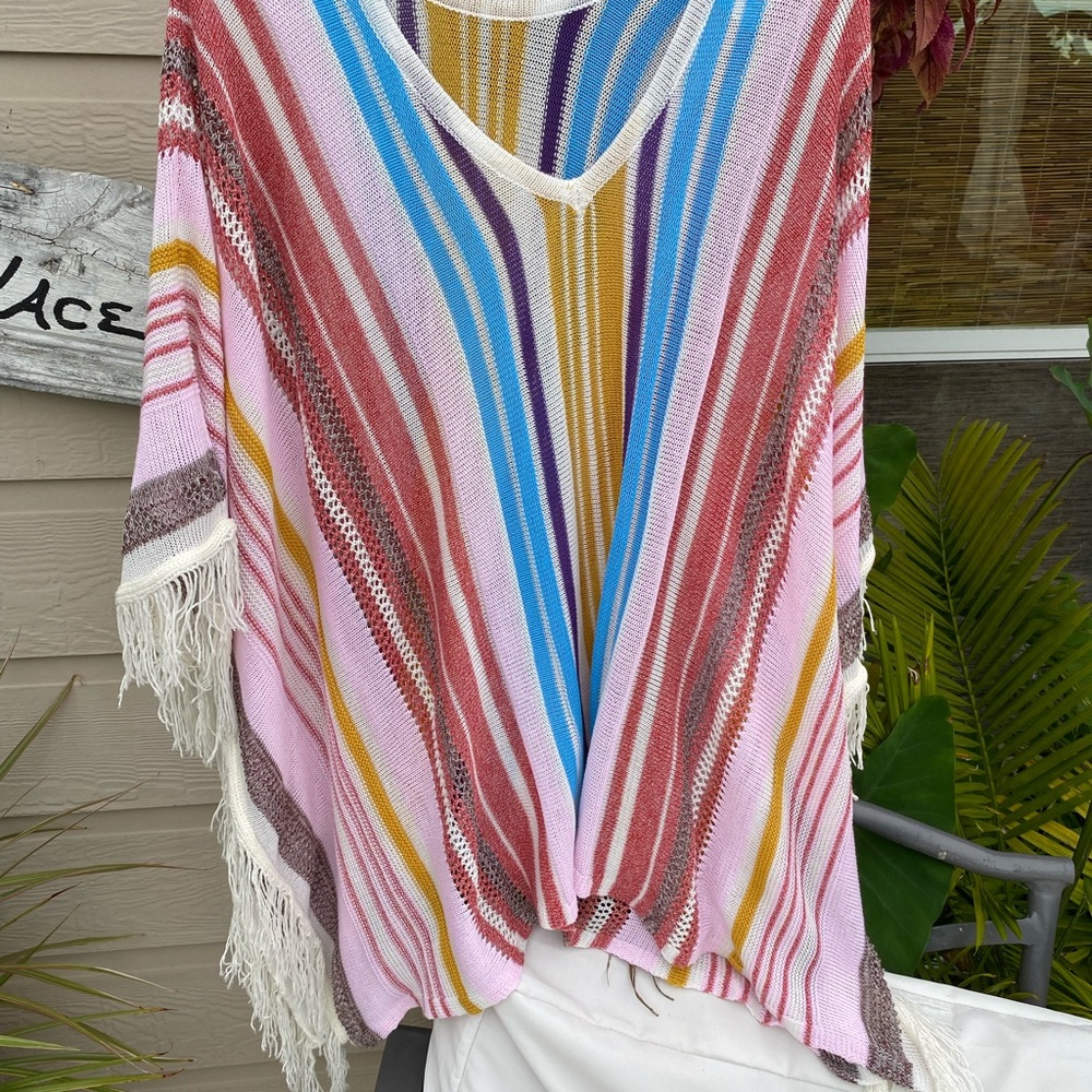 Cupshe Multicolor Striped Knit Poncho